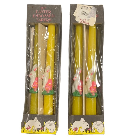 Vintage NIB Robert Alan Candle Company 10" Easter Bunny Tapered Yellow Candles - Picture 1 of 7